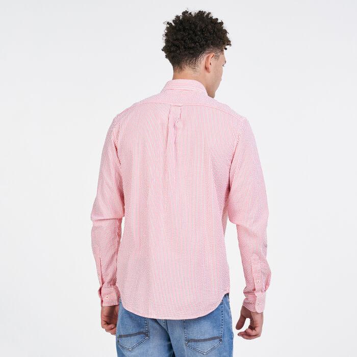 Timberland Men's Striped Seersucker Shirt Red Timberland Men's Striped Seersucker Shirt Red image number 1