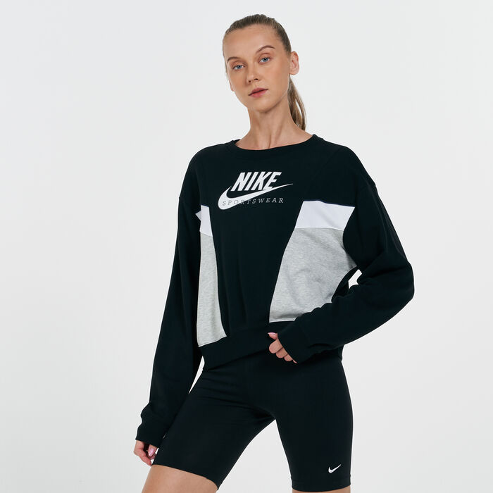 Nike Women's Sportswear Heritage Sweatshirt Black Nike Women's Sportswear Heritage Sweatshirt Black image number 0