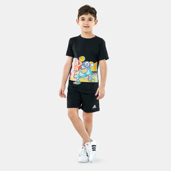 adidas Kids' Graphic Print T-Shirt Black adidas Kids' Graphic Print T-Shirt Black image number 2