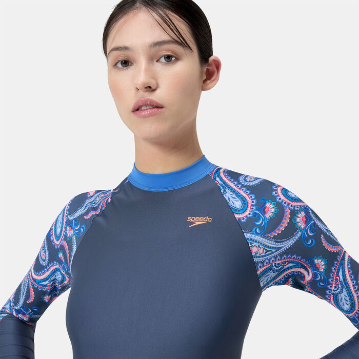 Speedo Women's Long Sleeve Swimming Dress Blue image number 4