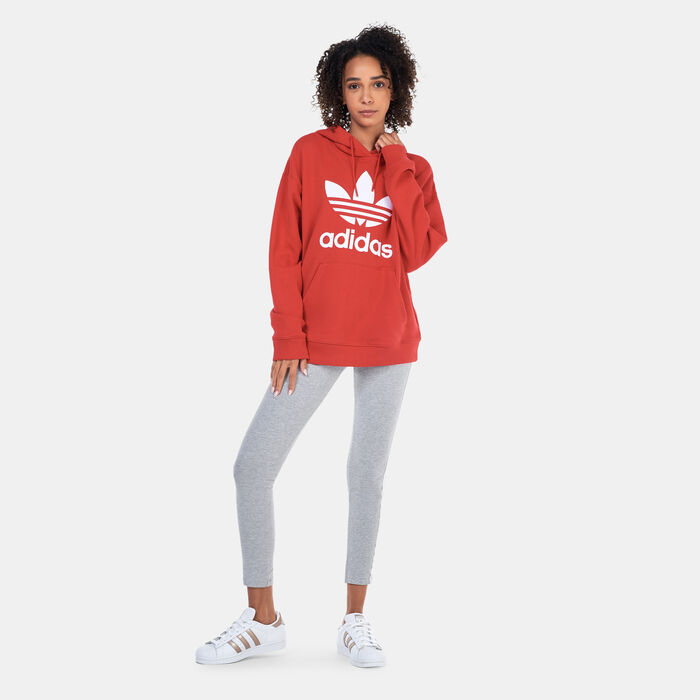 adidas Originals Women's Trefoil Hoodie Red adidas Originals Women's Trefoil Hoodie Red image number 2