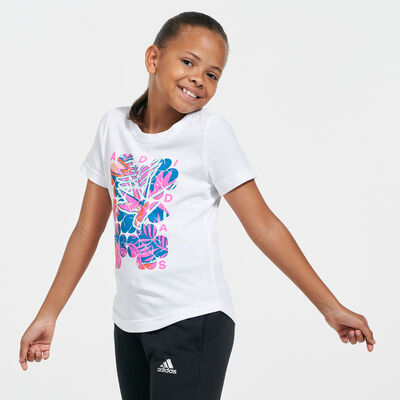 adidas Kids' Tropical Sports Graphic T-Shirt White