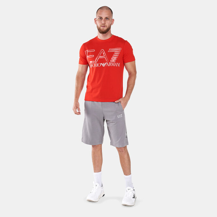 EA7 Emporio Armani Men's Train Logo Series Oversize Logo T-Shirt Red EA7 Emporio Armani Men's Train Logo Series Oversize Logo T-Shirt Red image number 2