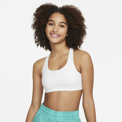 Nike Kids' Swoosh Medium-Support Sports Bra White