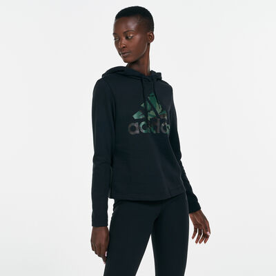 adidas Women's Essentials Camouflage Logo Hoodie Black adidas Women's Essentials Camouflage Logo Hoodie Black