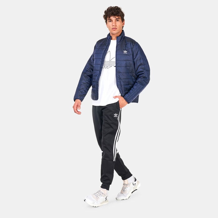 adidas Originals Men's High Collar Puffer Jacket Blue adidas Originals Men's High Collar Puffer Jacket Blue image number 2