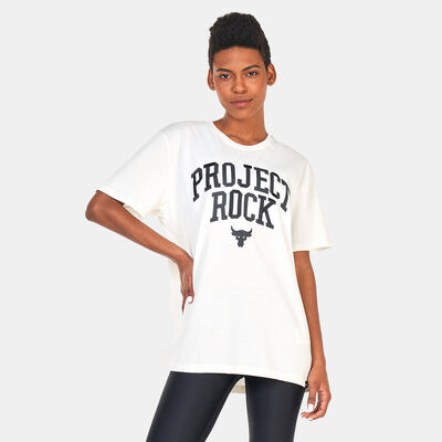 Under Armour Women's Project Rock Heavyweight Campus T-Shirt White Under Armour Women's Project Rock Heavyweight Campus T-Shirt White