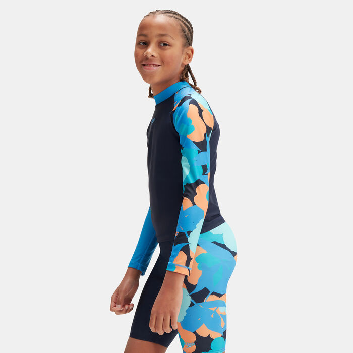 Speedo Kids' Printed Long Sleeve Rashguard Blue image number 0