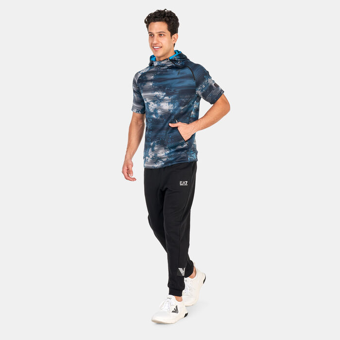 EA7 Emporio Armani Men's Vigor 7 Half Sleeve Hooded Sweatshirt Black EA7 Emporio Armani Men's Vigor 7 Half Sleeve Hooded Sweatshirt Black image number 2