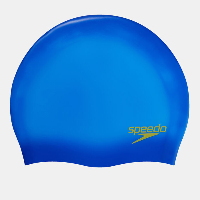 Speedo Kids' Plain Moulded Silicone Swimming Cap Blue image number 0