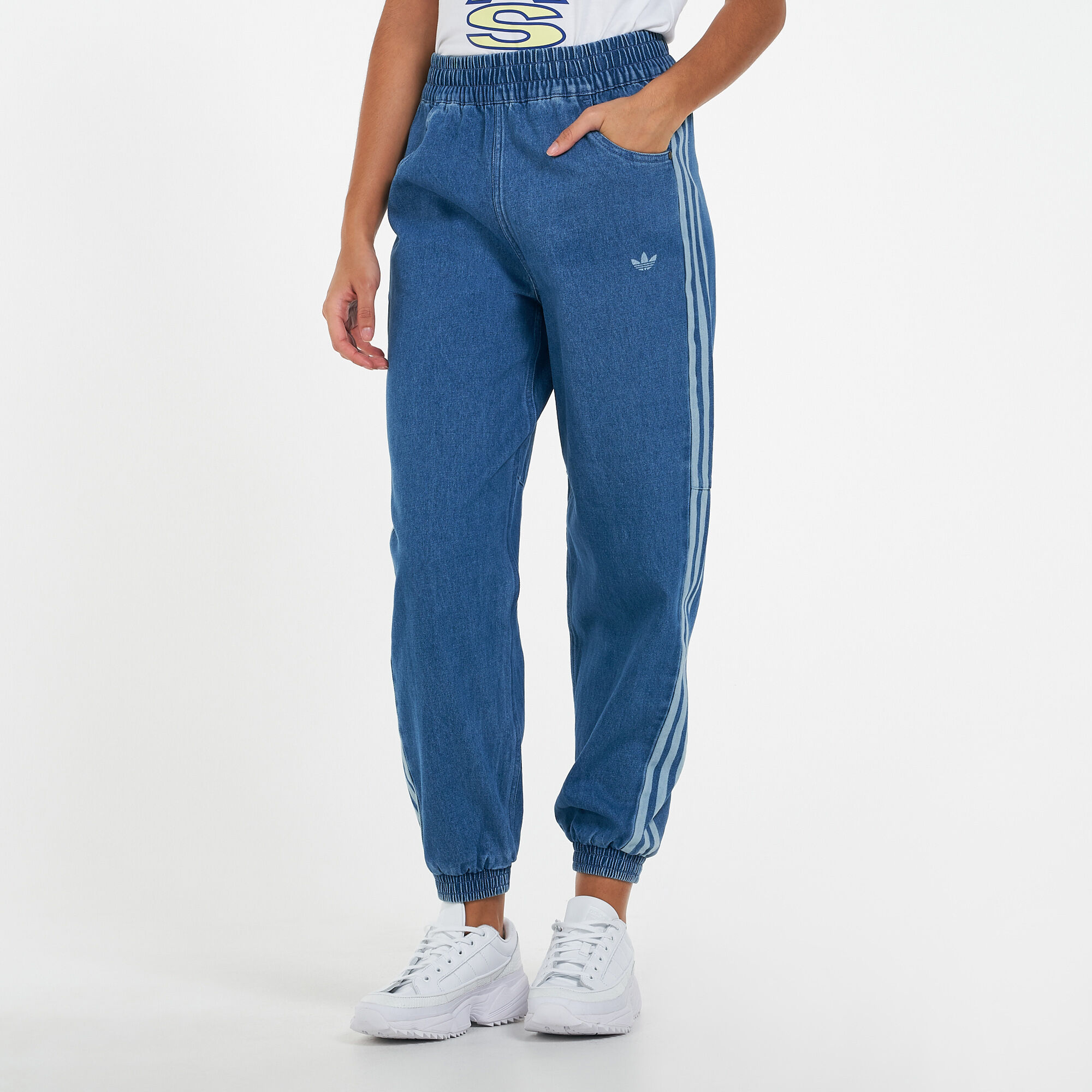 Women s Adicolor Denim Relaxed Track Pants Blue adidas in Qatar SSS