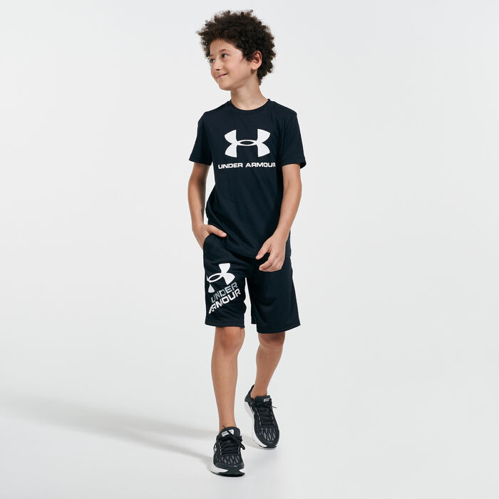 Under Armour Kids' UA Prototype 2.0 Logo Shorts Black image number 2