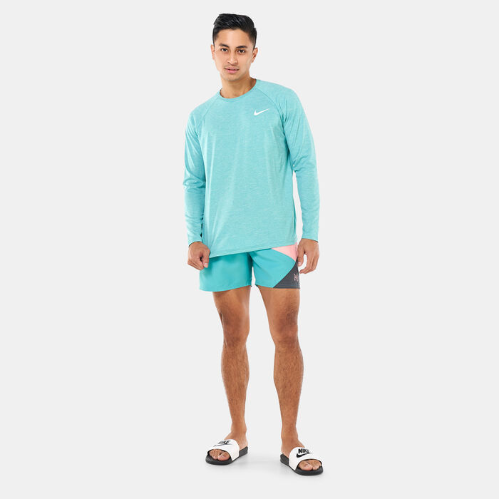 Nike Swim Men's Heather Long Sleeve Rashguard Green Nike Swim Men's Heather Long Sleeve Rashguard Green image number 2
