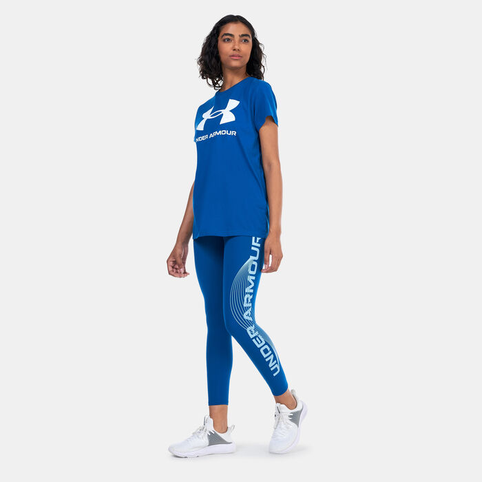 Under Armour Women's UA Motion Branded Training Ankle Leggings Blue image number 2