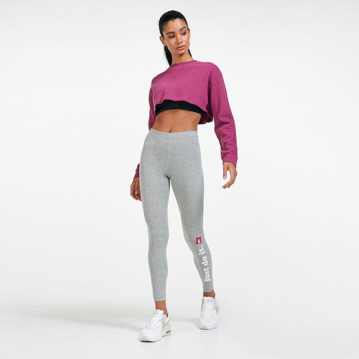 Nike Women's Sportswear Essential Long Seeves Crop Top Purple Nike Women's Sportswear Essential Long Seeves Crop Top Purple image number 2