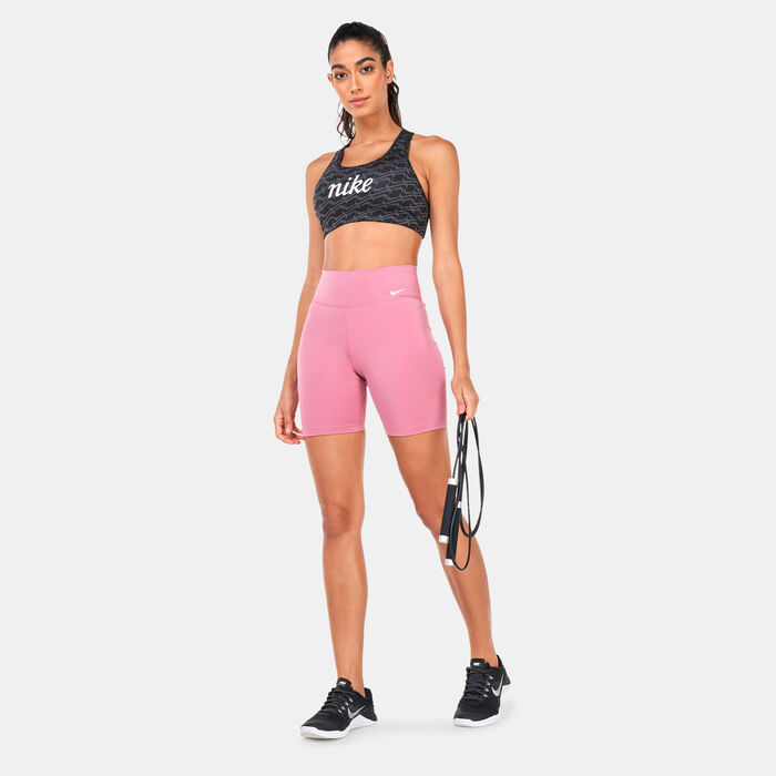 Nike Women's One Mid-Rise 7-Inch Bike Shorts Pink Nike Women's One Mid-Rise 7-Inch Bike Shorts Pink image number 2