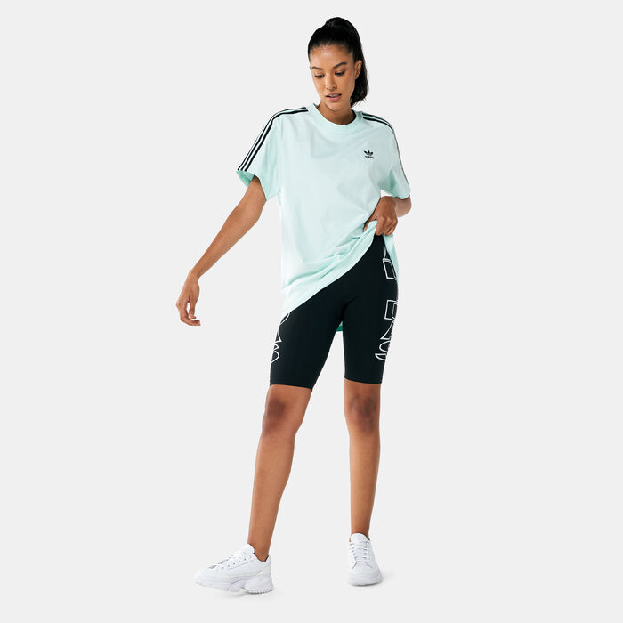 adidas Women's Mid-Waist Letter Bike Shorts Black adidas Women's Mid-Waist Letter Bike Shorts Black image number 2