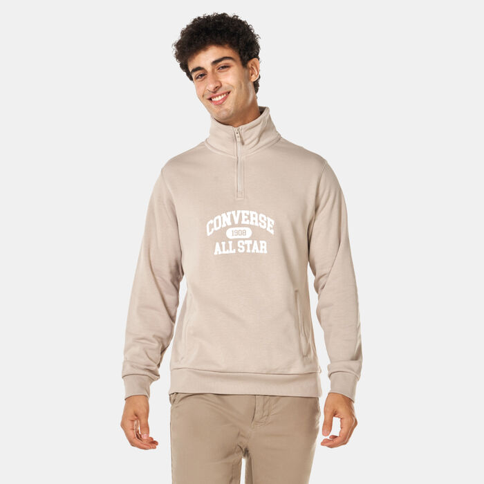 Converse Men's Retro 1/4-Zip Sweatshirt Brown Converse Men's Retro 1/4-Zip Sweatshirt Brown image number 0