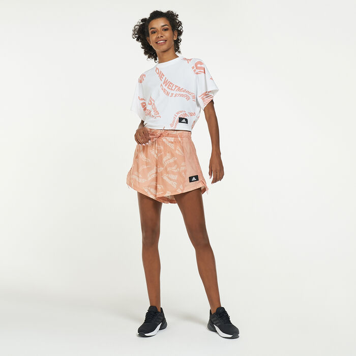 adidas Women's Sportswear Allover Print 3-Stripes T-Shirt White image number 2