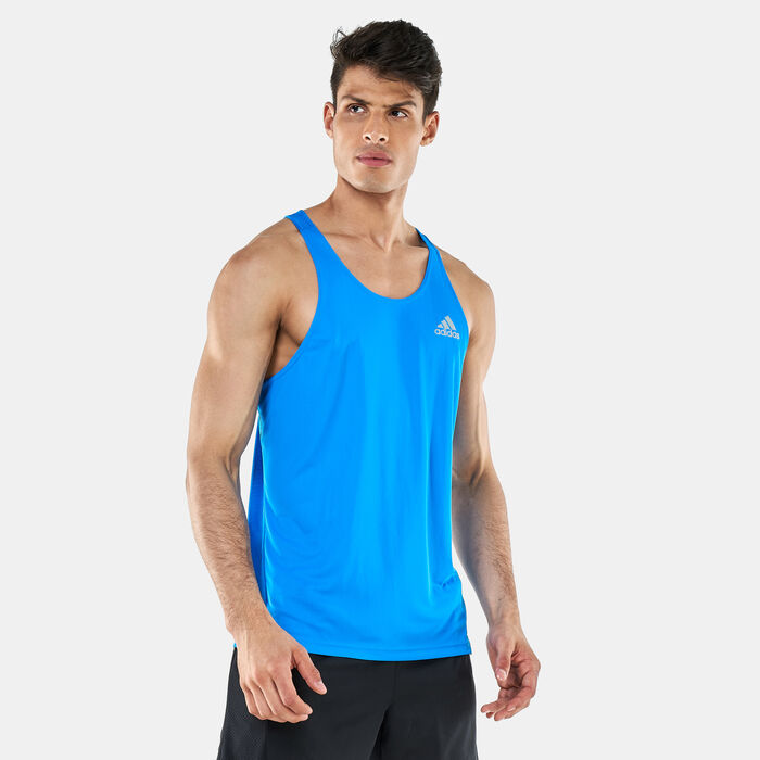 adidas Men's Own The Run SGL Tank Top Blue adidas Men's Own The Run SGL Tank Top Blue image number 0