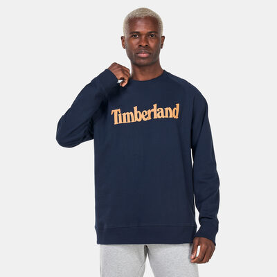 Timberland Men's Linear Logo Print Sweatshirt Blue Timberland Men's Linear Logo Print Sweatshirt Blue