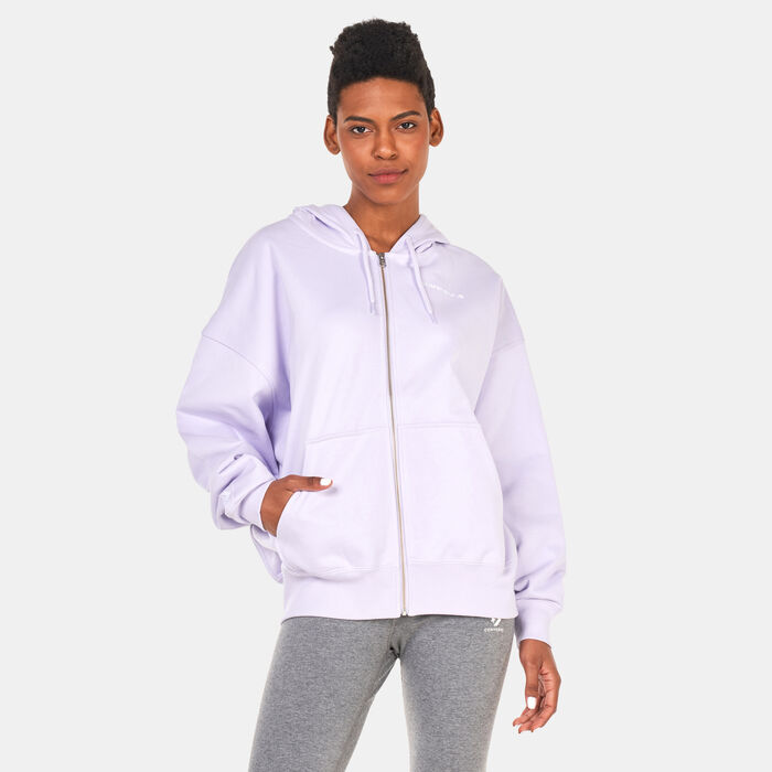 Converse Women's Oversized Full-Zip Hoodie Purple image number 0