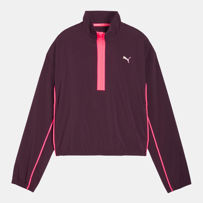 PUMA Women's Run For Her Woven 1/2-Zip Running Jacket Red image number 0