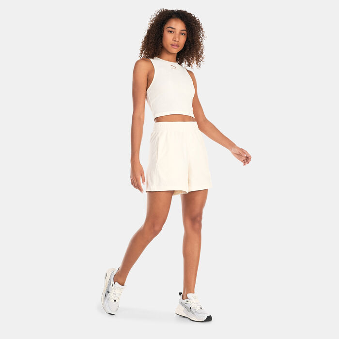 PUMA Women's Classics Towelling Crop Top Beige PUMA Women's Classics Towelling Crop Top Beige image number 2