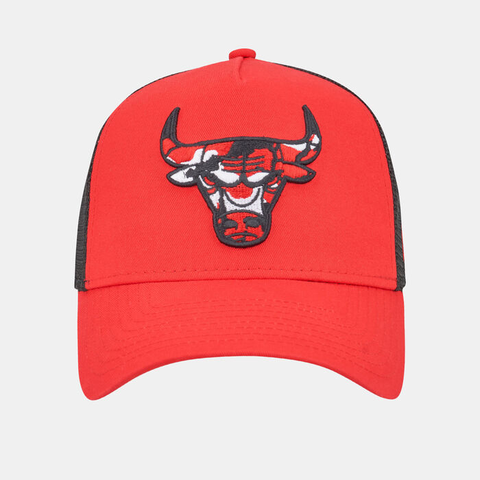 New Era Men's Chicago Bulls Team Camo Infill A-Frame Trucker Cap Red New Era Men's Chicago Bulls Team Camo Infill A-Frame Trucker Cap Red image number 0