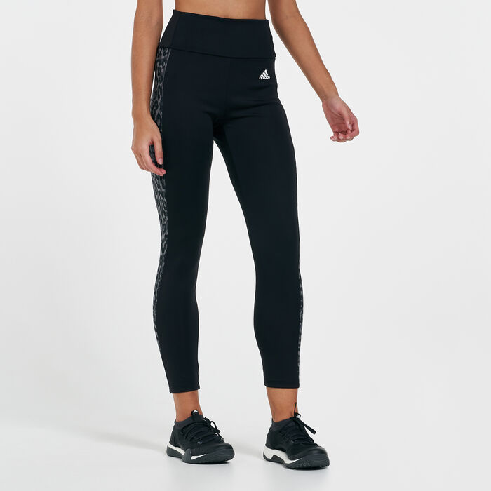 adidas Women's AEROREADY Designed 2 Move Leopard Print Leggings Black adidas Women's AEROREADY Designed 2 Move Leopard Print Leggings Black image number 0