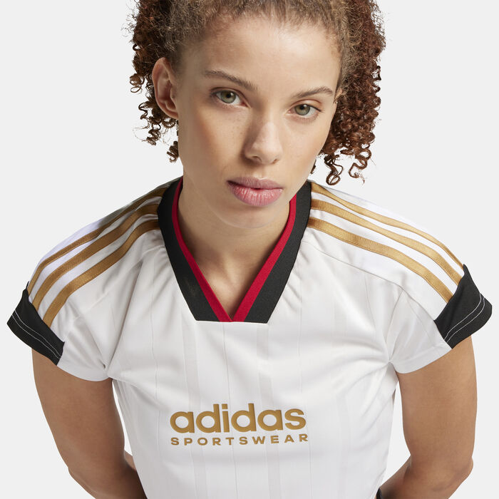 adidas Women's Tiro Cut 3-Stripes Cropped Jersey White adidas Women's Tiro Cut 3-Stripes Cropped Jersey White image number 4