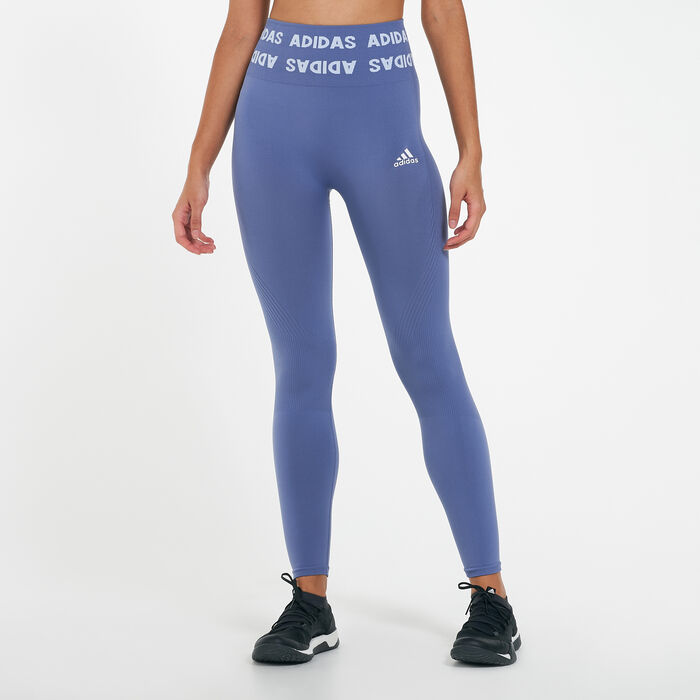 adidas Women's Training Aeroknit 7/8 High-Rise Leggings Purple adidas Women's Training Aeroknit 7/8 High-Rise Leggings Purple image number 0