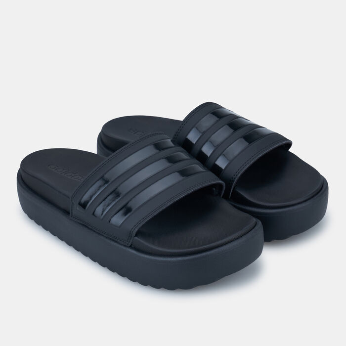adidas Women's Adilette Platform Slides Black adidas Women's Adilette Platform Slides Black image number 0