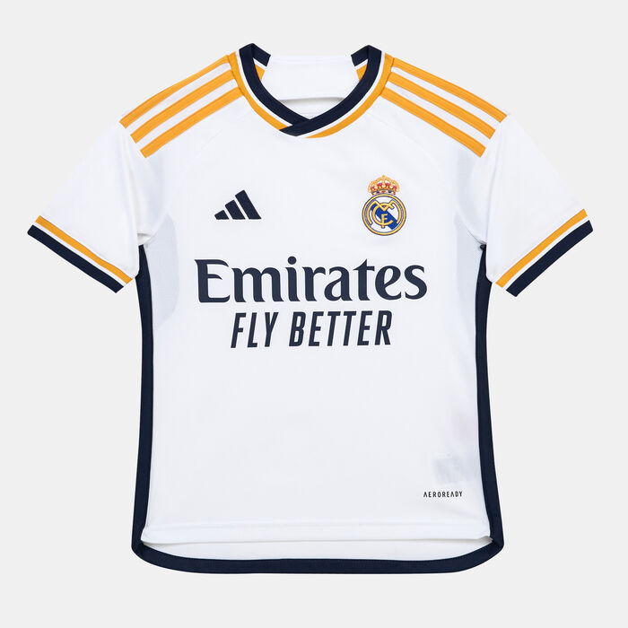 adidas Kids' Real Madrid Home Jersey - 2023/24 White adidas Kids' Real Madrid Home Jersey - 2023/24 White image number 0