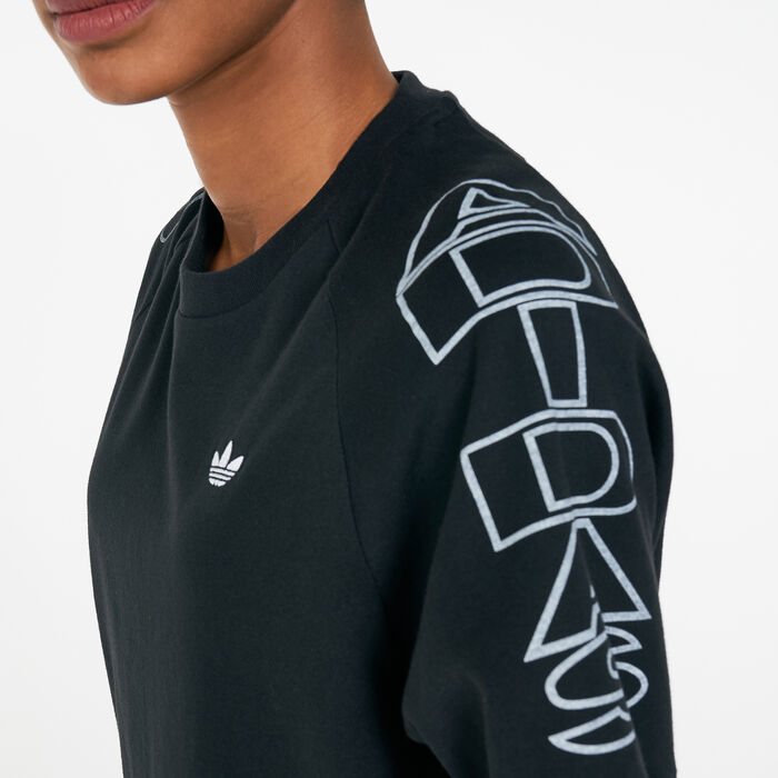 adidas Originals Women's Loose Letter T-Shirt Black image number 3