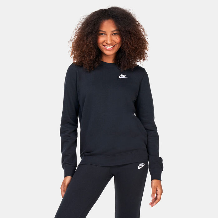 Nike Women's Sportswear Club Fleece Crewneck Sweatshirt Black Nike Women's Sportswear Club Fleece Crewneck Sweatshirt Black image number 0