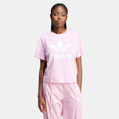 adidas Originals Women's Adicolor Trefoil Boxy T-Shirt Pink