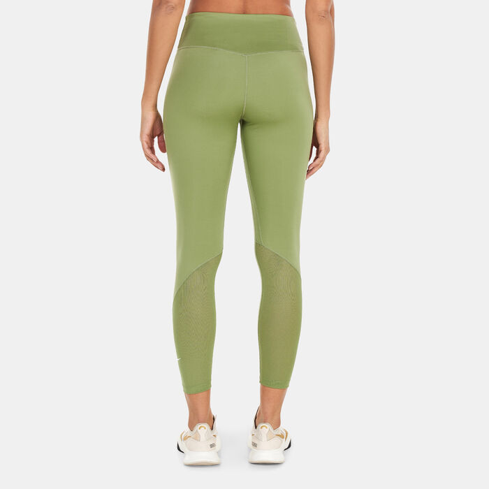 Nike Women's One Mid-Rise 7/8 Mesh-Panelled Leggings Green Nike Women's One Mid-Rise 7/8 Mesh-Panelled Leggings Green image number 1