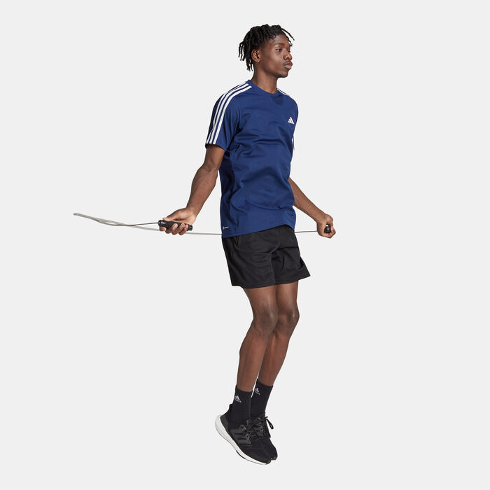 adidas Men's Train Essentials 3-Stripes Training T-Shirt Blue adidas Men's Train Essentials 3-Stripes Training T-Shirt Blue image number 2