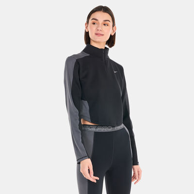 Nike Women's Dri-FIT Long-Sleeve 1/4-Zip Training T-Shirt Black