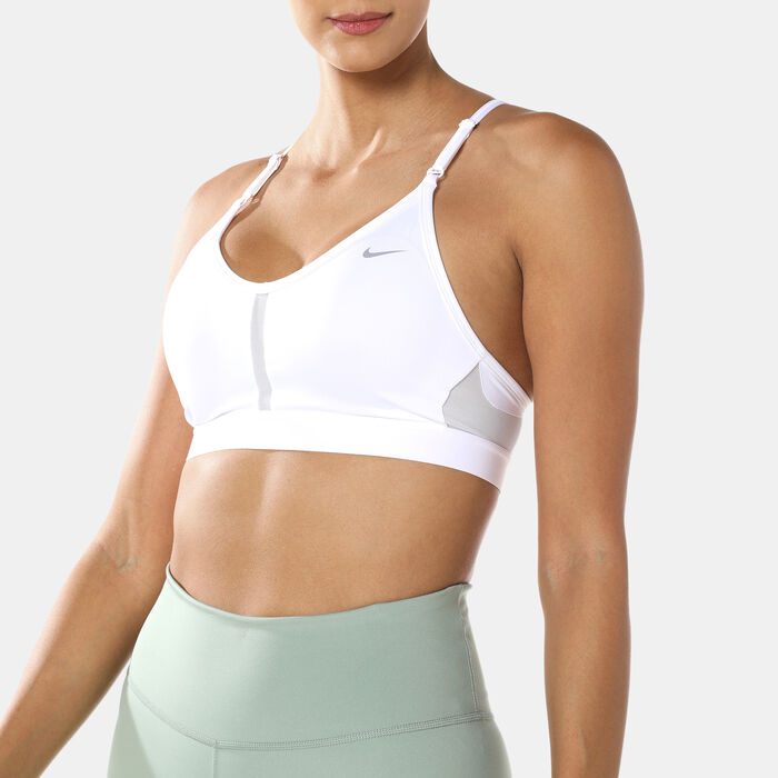 Nike Women's Indy Light-Support Padded V-Neck Sports Bra White image number 3