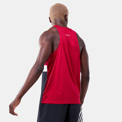 New Balance Men's Striped Accelerate Tank Top Red