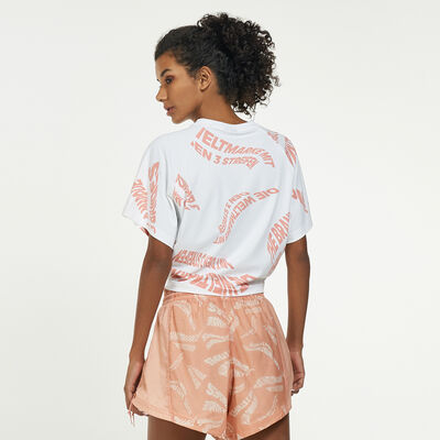 adidas Women's Sportswear Allover Print 3-Stripes T-Shirt White