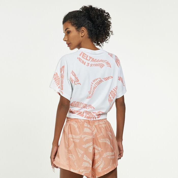 adidas Women's Sportswear Allover Print 3-Stripes T-Shirt White image number 1