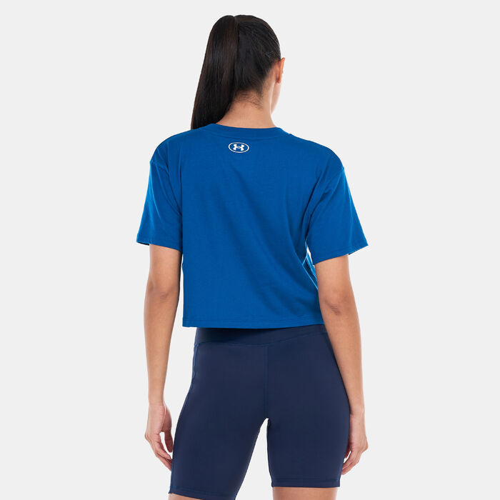 Under Armour Women's UA Collegiate Crest Crop T-Shirt Blue Under Armour Women's UA Collegiate Crest Crop T-Shirt Blue image number 1
