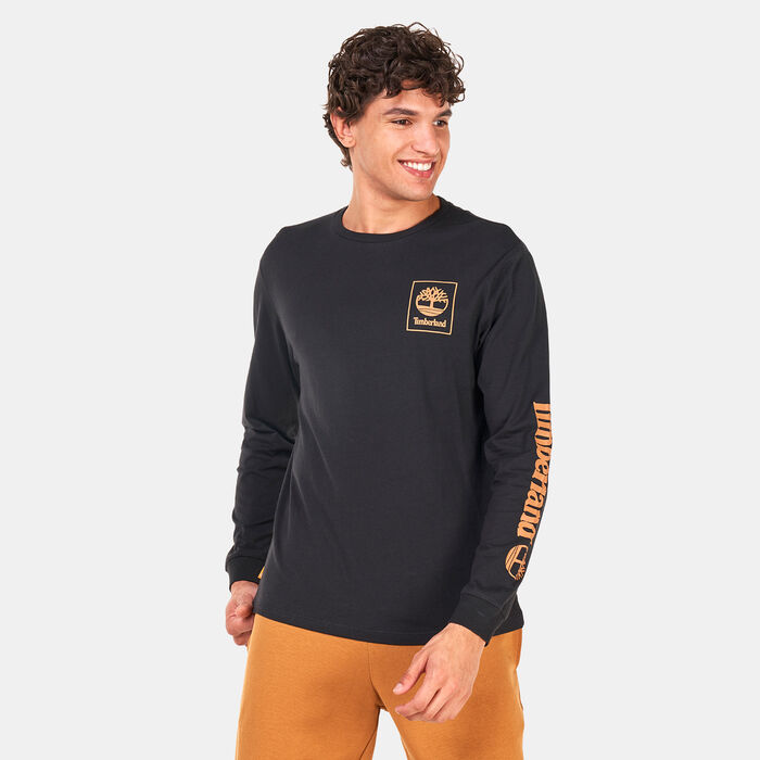 Timberland Men's Stack Logo Long Sleeve T-Shirt Black Timberland Men's Stack Logo Long Sleeve T-Shirt Black image number 0