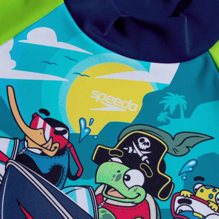 Speedo Kids' Learn To Swim Swimming Rashguard and Shorts 2-Piece Set Blue image number 2