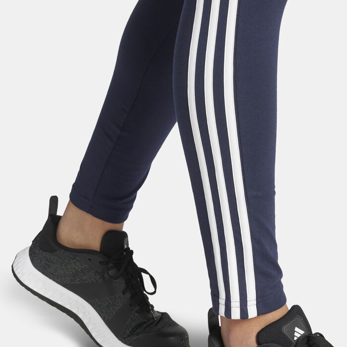 adidas Women's 3 Stripes Leggings Blue adidas Women's 3 Stripes Leggings Blue image number 4