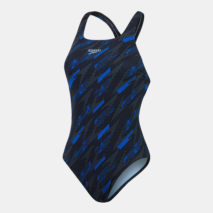 Speedo Women's HyperBoom Printed One-Piece Swimsuit Black image number 0