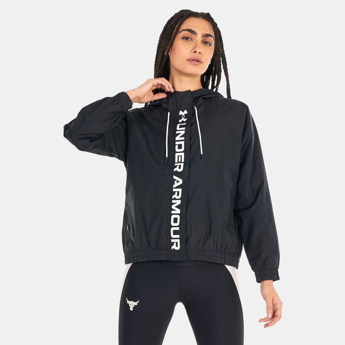 Under Armour Women's UA RUSH™ Woven Full-Zip Jacket Black Under Armour Women's UA RUSH™ Woven Full-Zip Jacket Black image number 0